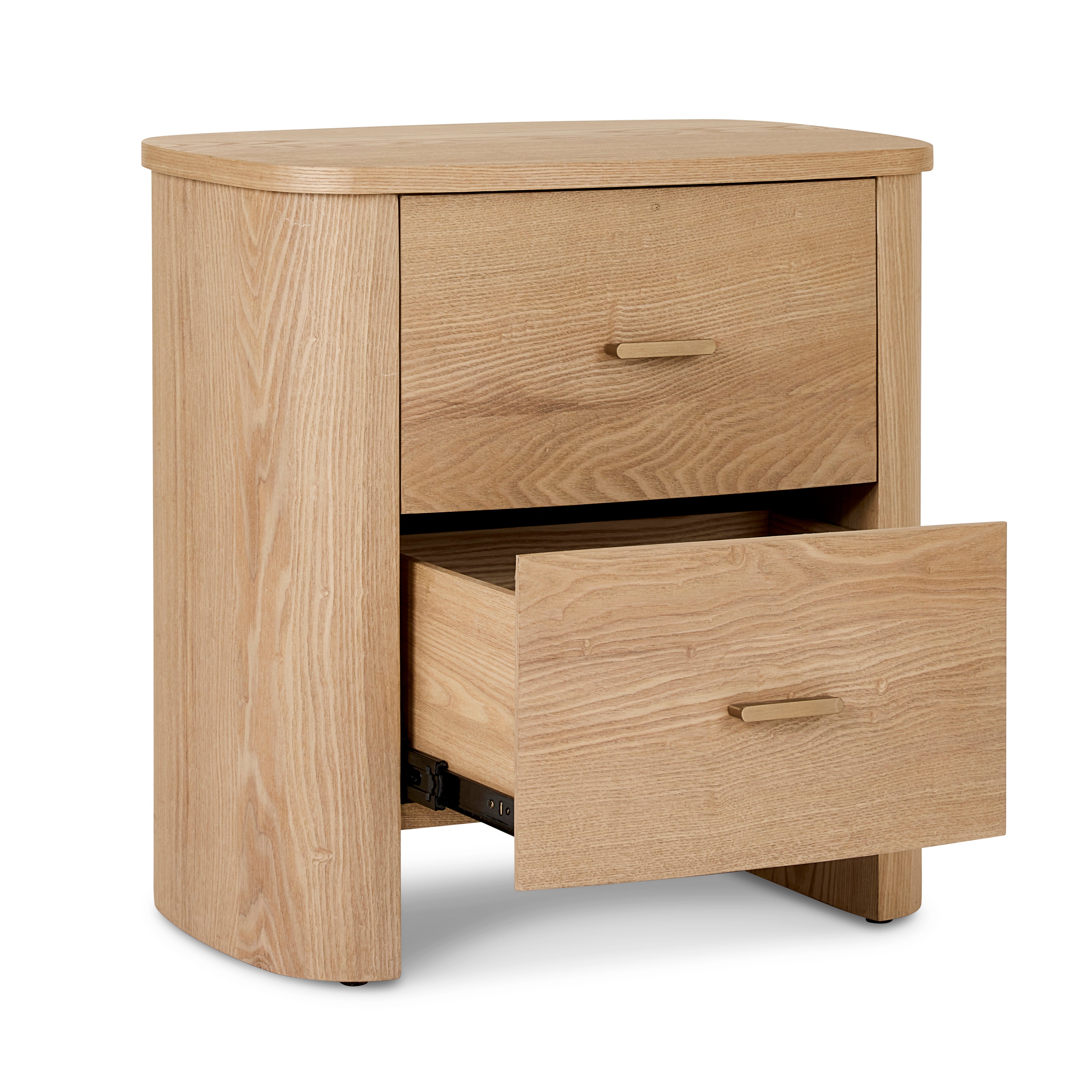 Leon 2 Drawer Oak Bedside Table