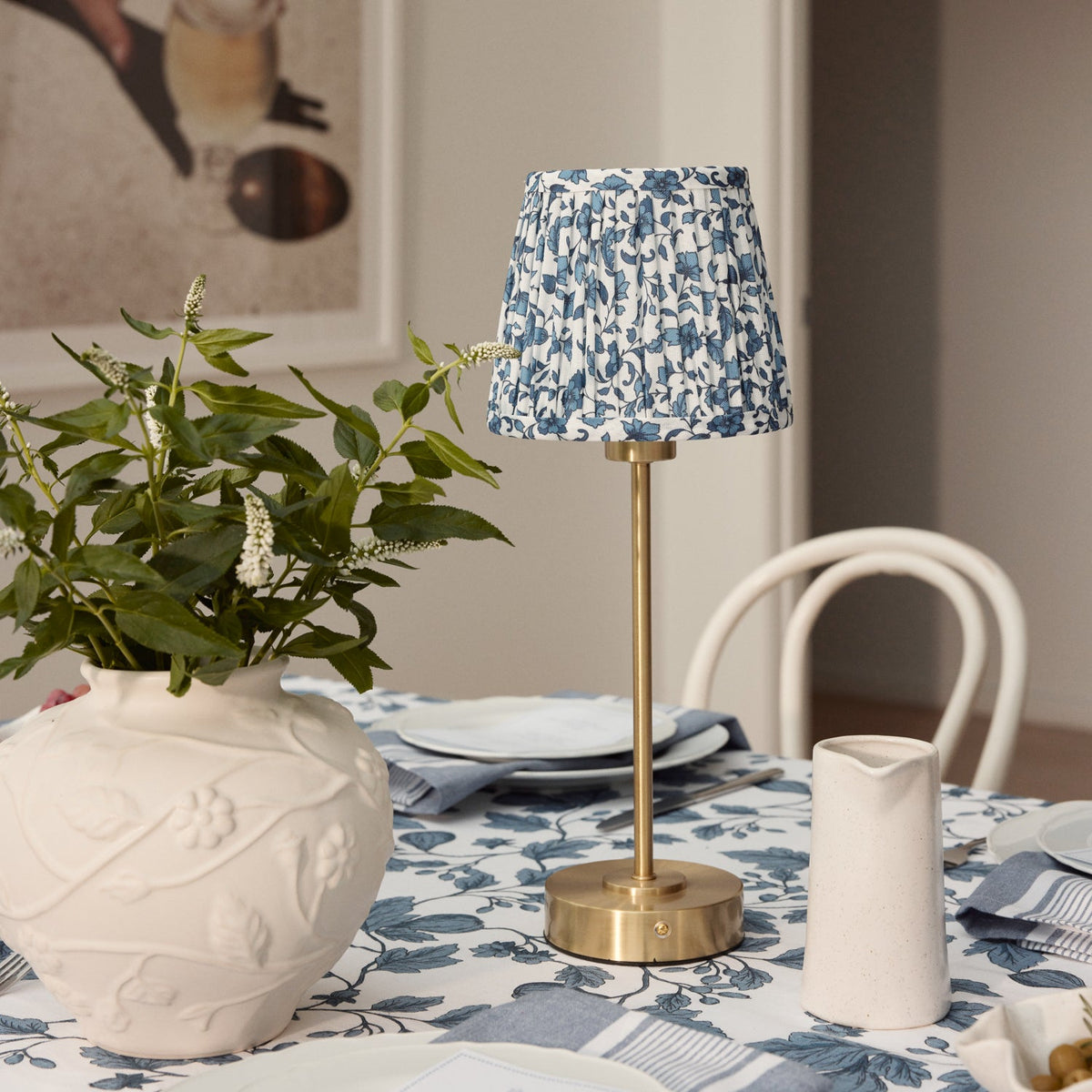 Lucia Dark Blue Floral Pleated Shade Set of 2