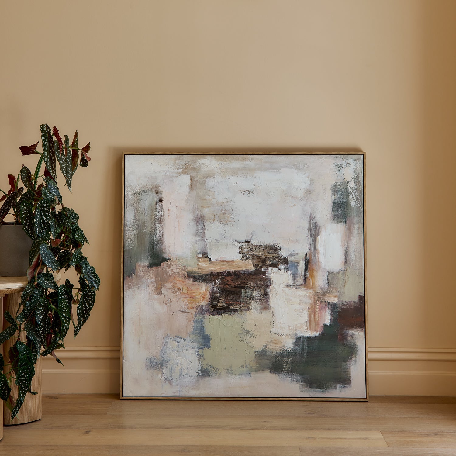 Abstract Rust/Green Wall Art 100x100cm