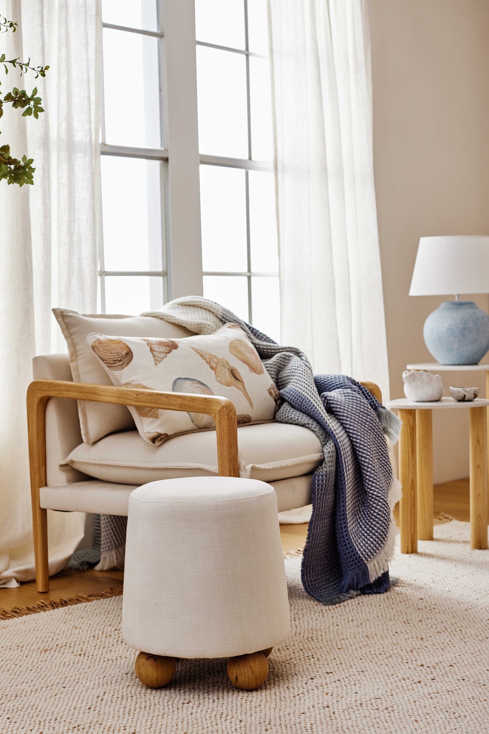 Sophie Off White Small Ottoman