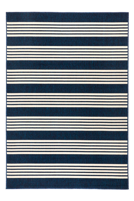 Mariona Blue Striped Outdoor Rug