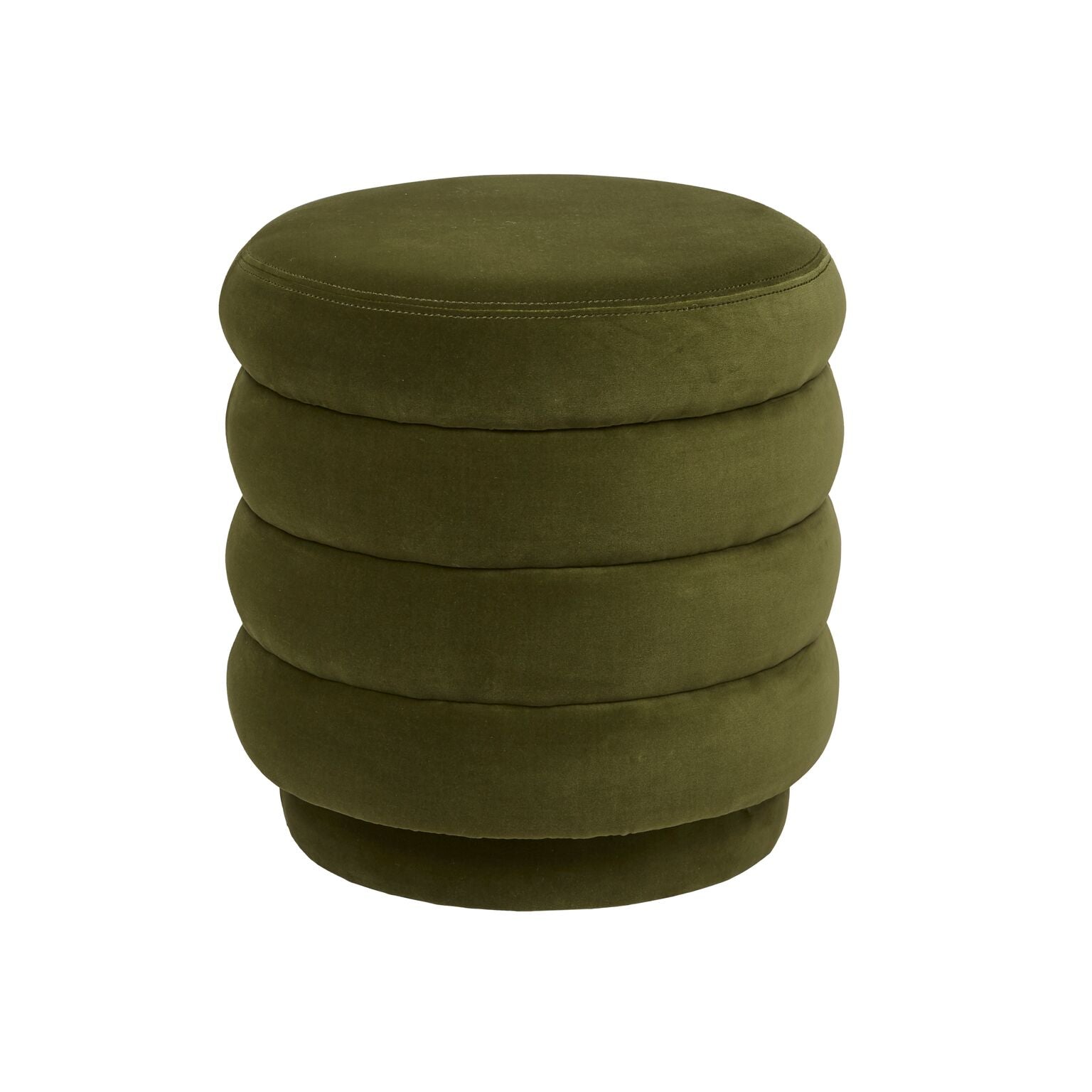 Kennedy Ribbed Round Ottoman - Pickle Velvet