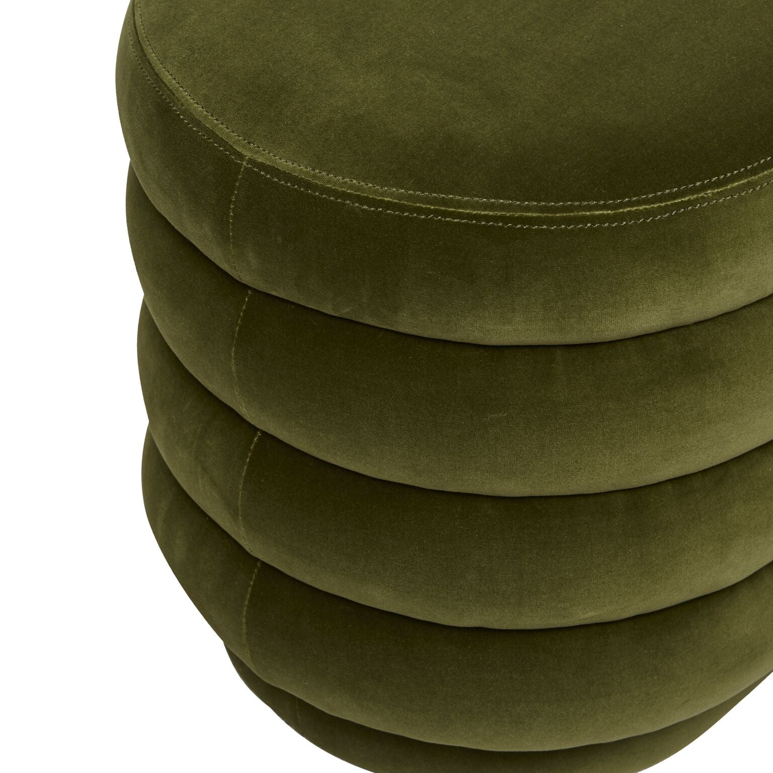 Kennedy Ribbed Round Ottoman - Pickle Velvet