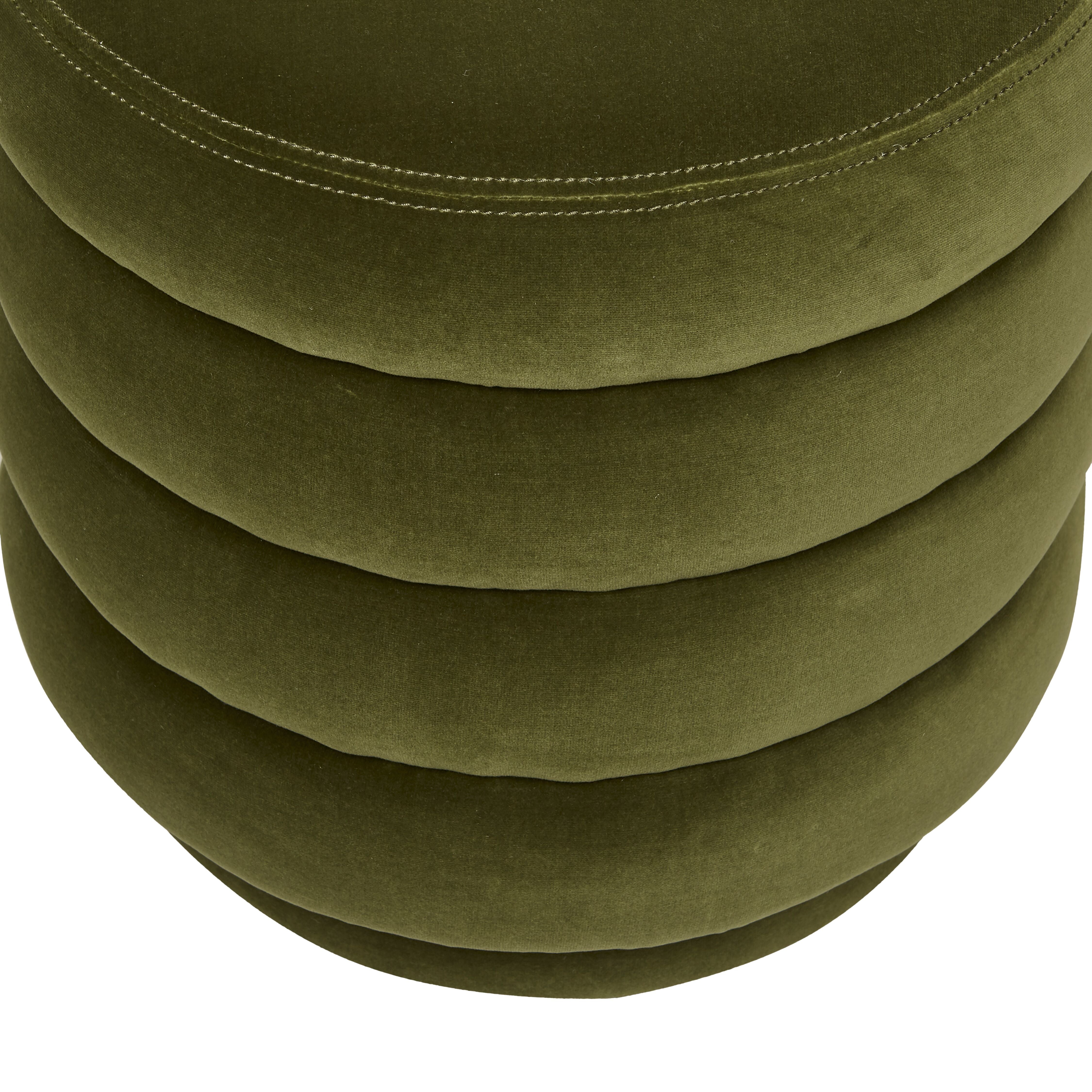 Kennedy Ribbed Round Ottoman - Pickle Velvet