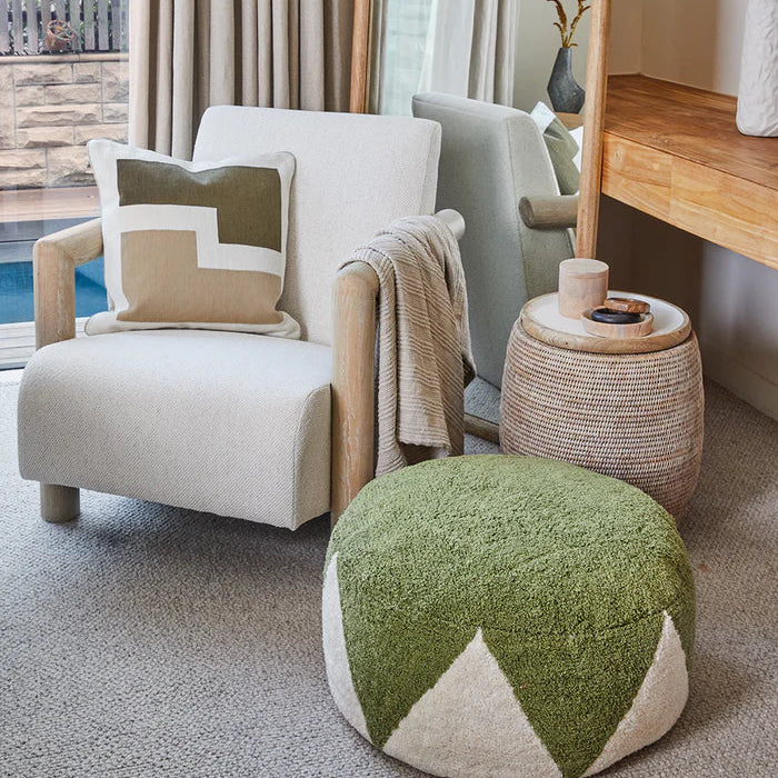 Rimsha Tufted Pouf - Olive
