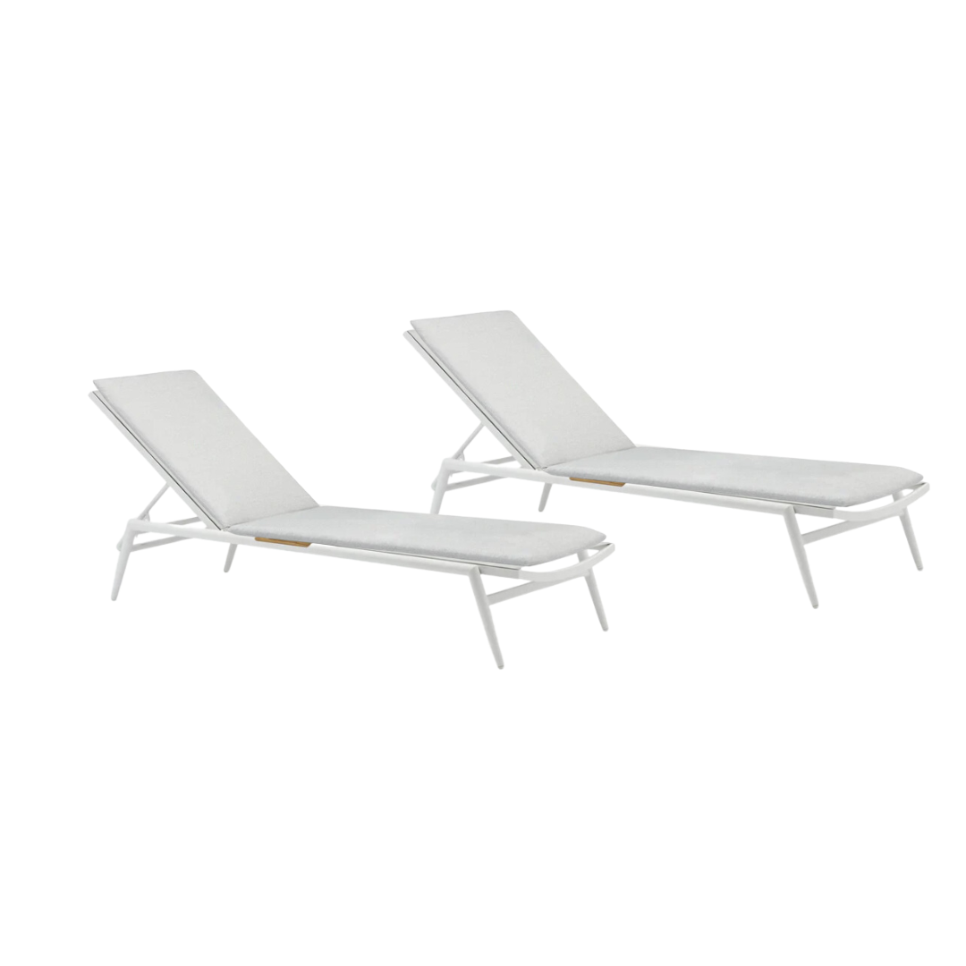 Set of 2 - Riva Outdoor Sunlounge- Light Grey