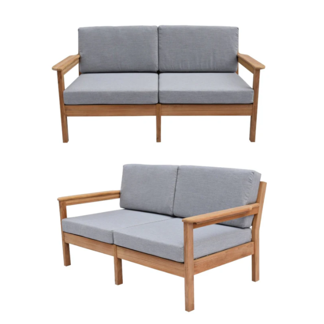 Bundle of 2 - Rome Two-Seater Teak Wood Outdoor Lounges