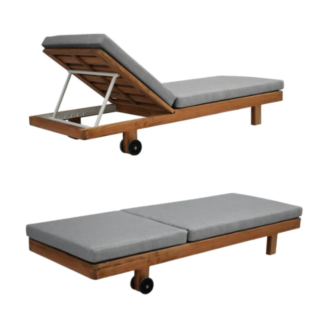 Bundle of 2 - Rome Teak Wood Outdoor Sun Lounges