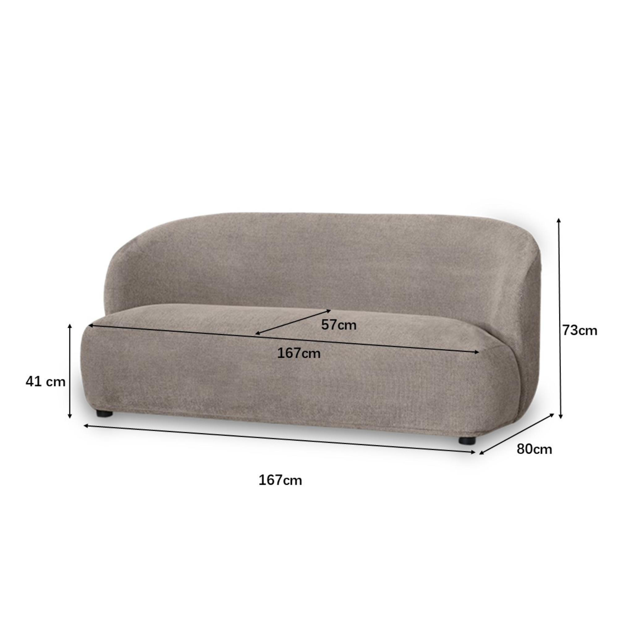 Roux 2 Seater Sofa - Pebble