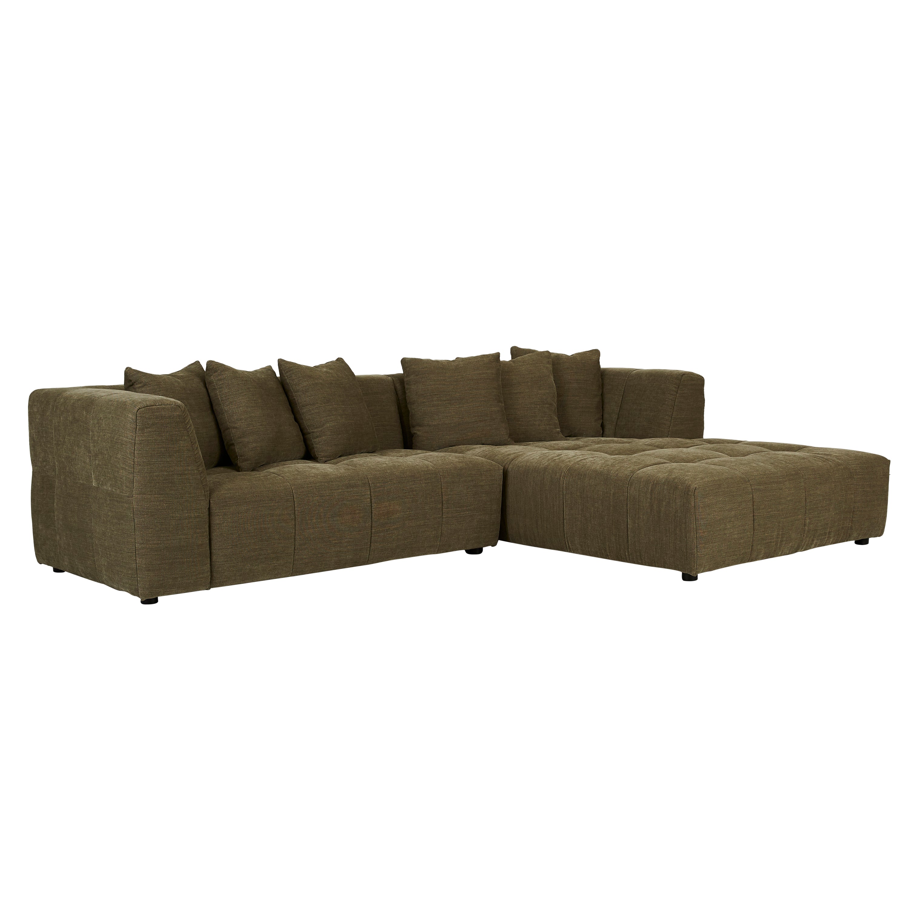 Sidney Slouch Right Chaise Sofa- Copeland Olive