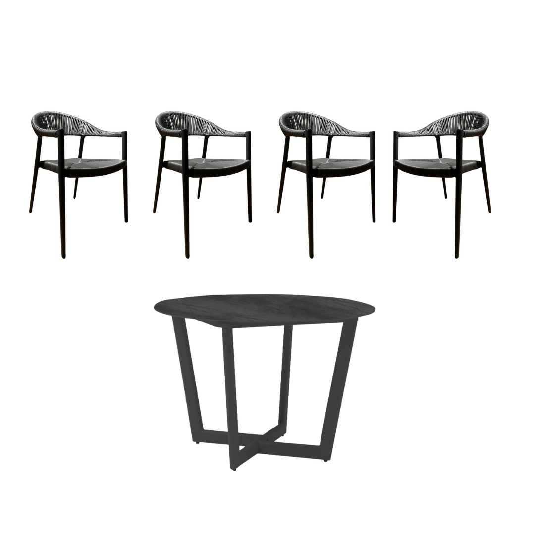 5 piece - Serena Outdoor Dining Set - Charcoal