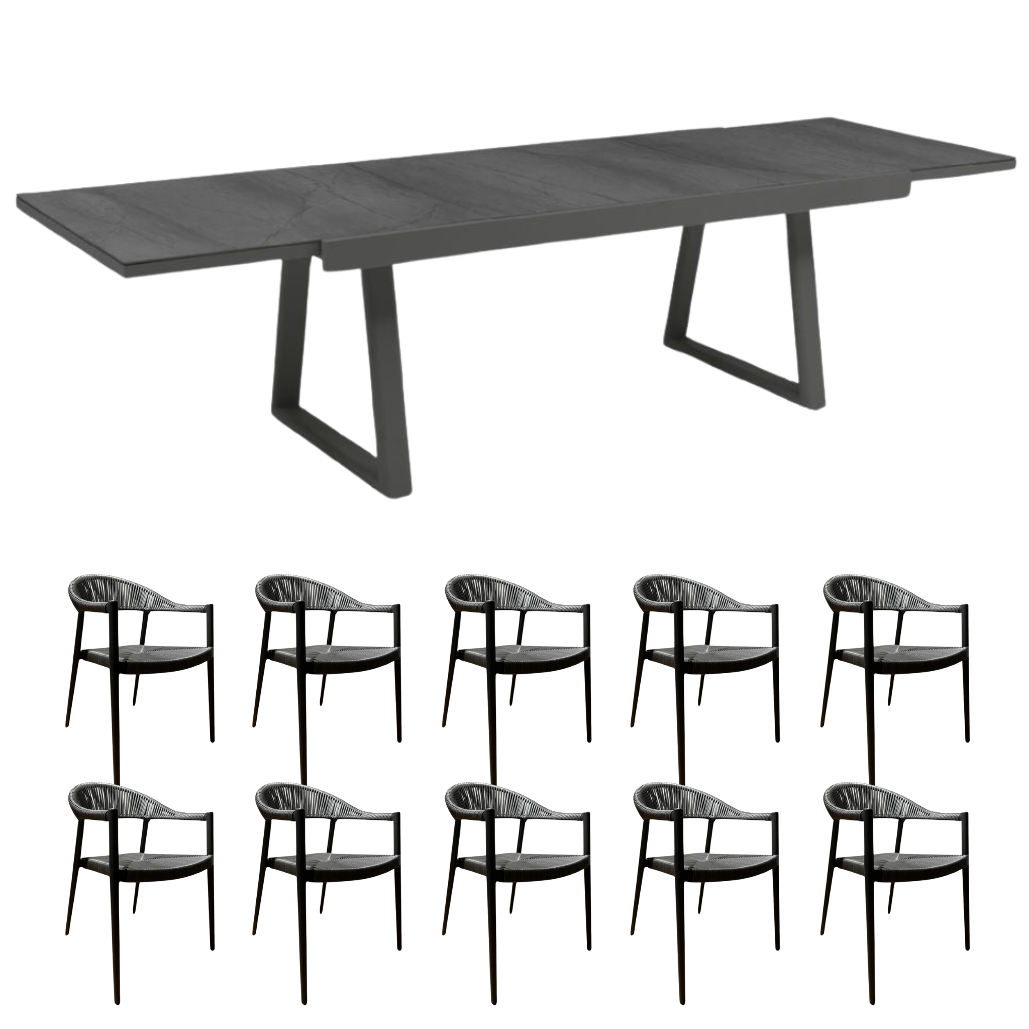 11 piece - Serena Outdoor Dining Set Bundle - Charcoal