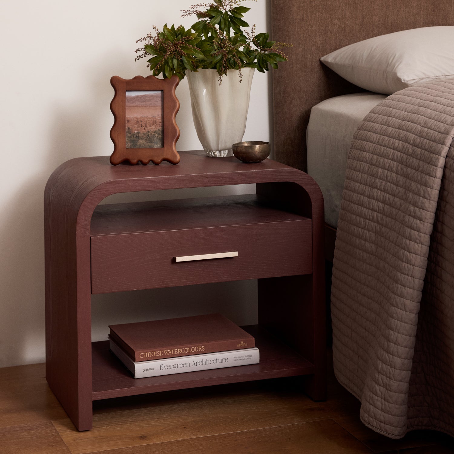 Verity Burgundy Bedside Table