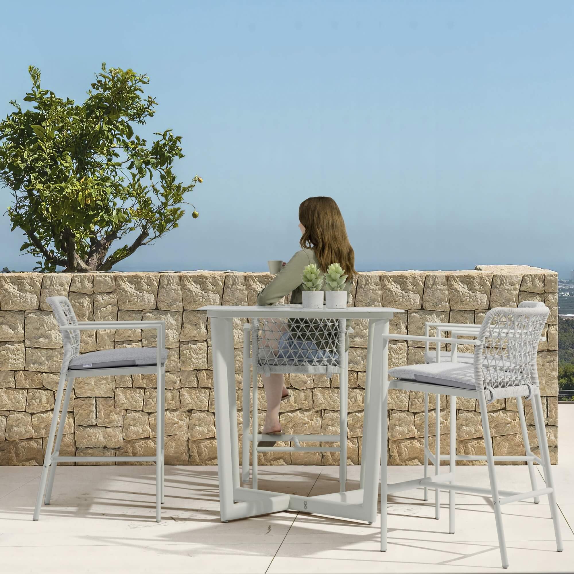Set of 2 - Verona Outdoor Barstool - Charcoal
