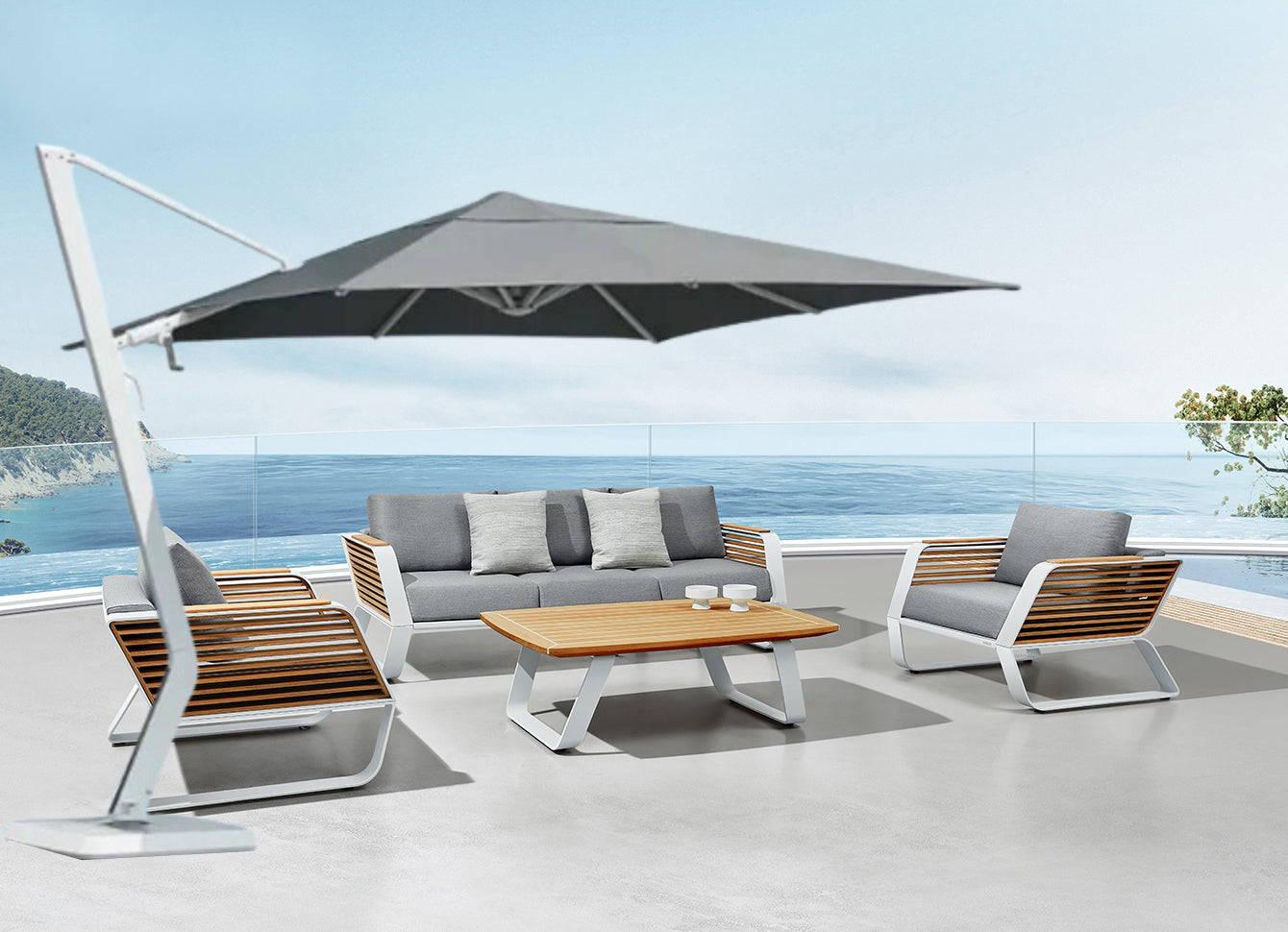 Wing Outdoor Lounge Set with Umbrella