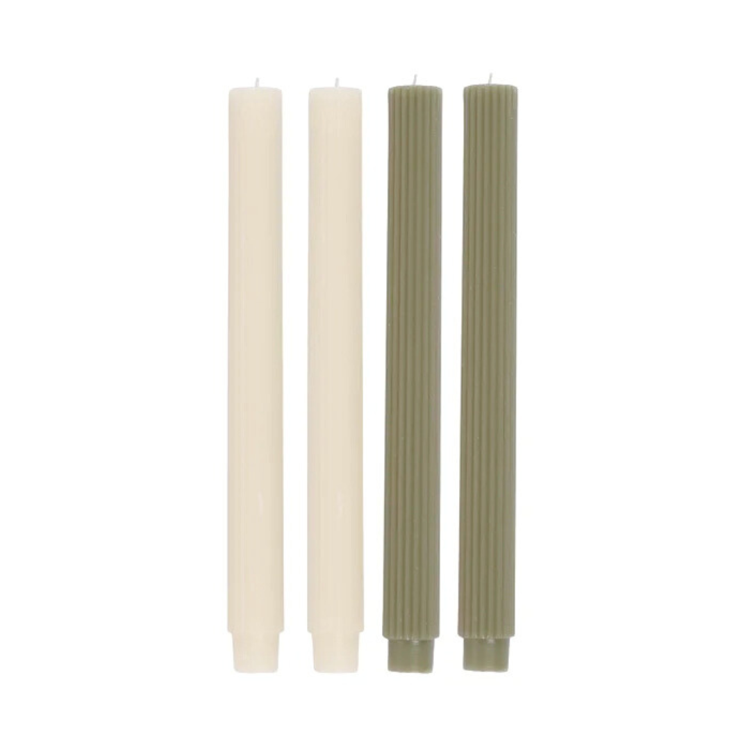 Ribbed S/4 Candle in Fawn and Cream (box of 4)