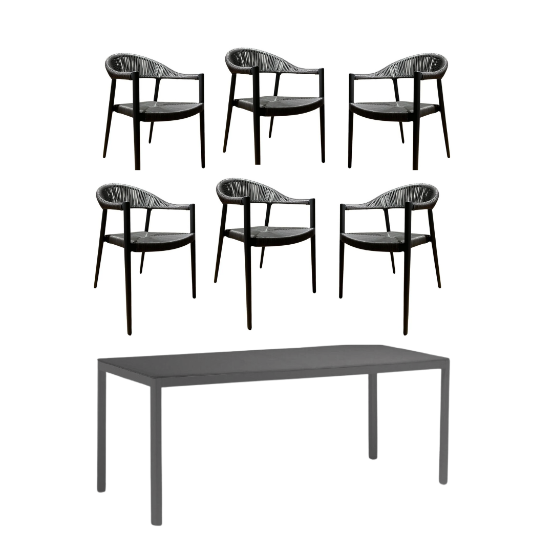 7 piece Serena Outdoor Dining Set - Charcoal