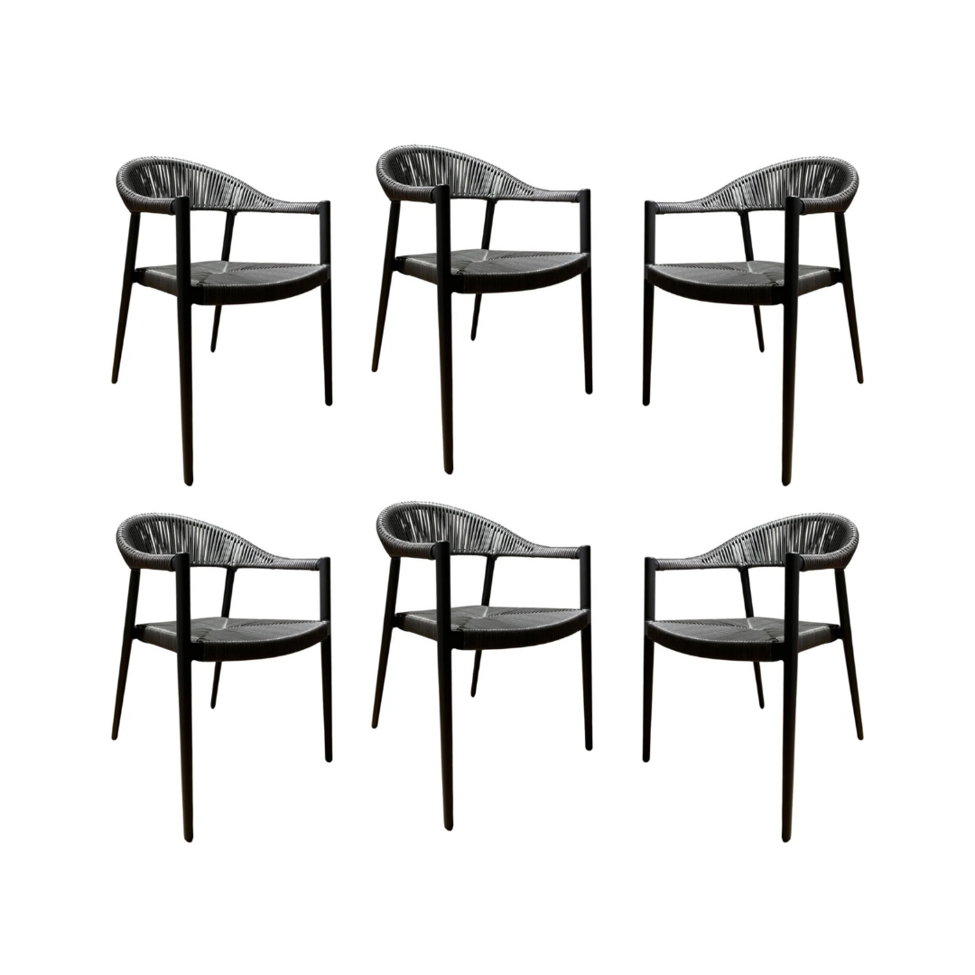 Set of 6 - Serena Outdoor Dining Chair - Charcoal