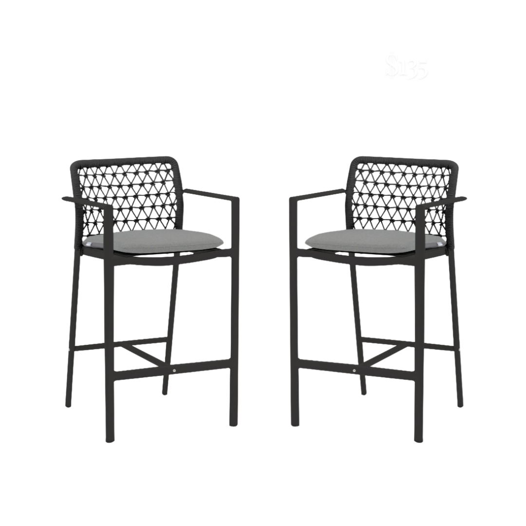 Set of 2 - Verona Outdoor Barstool - Charcoal