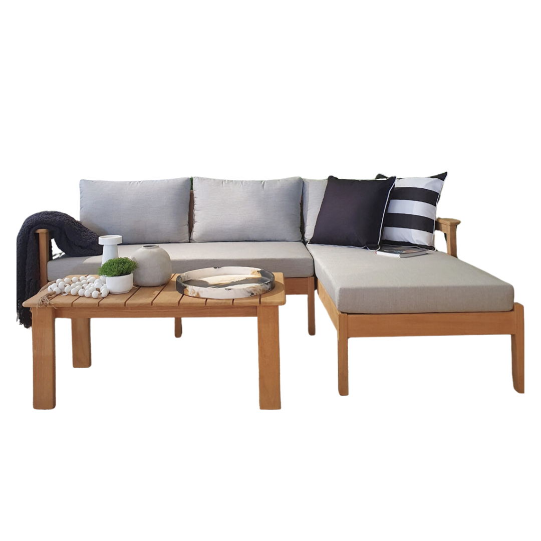 3-piece Rome Teak Wood Modular Outdoor Lounge Set