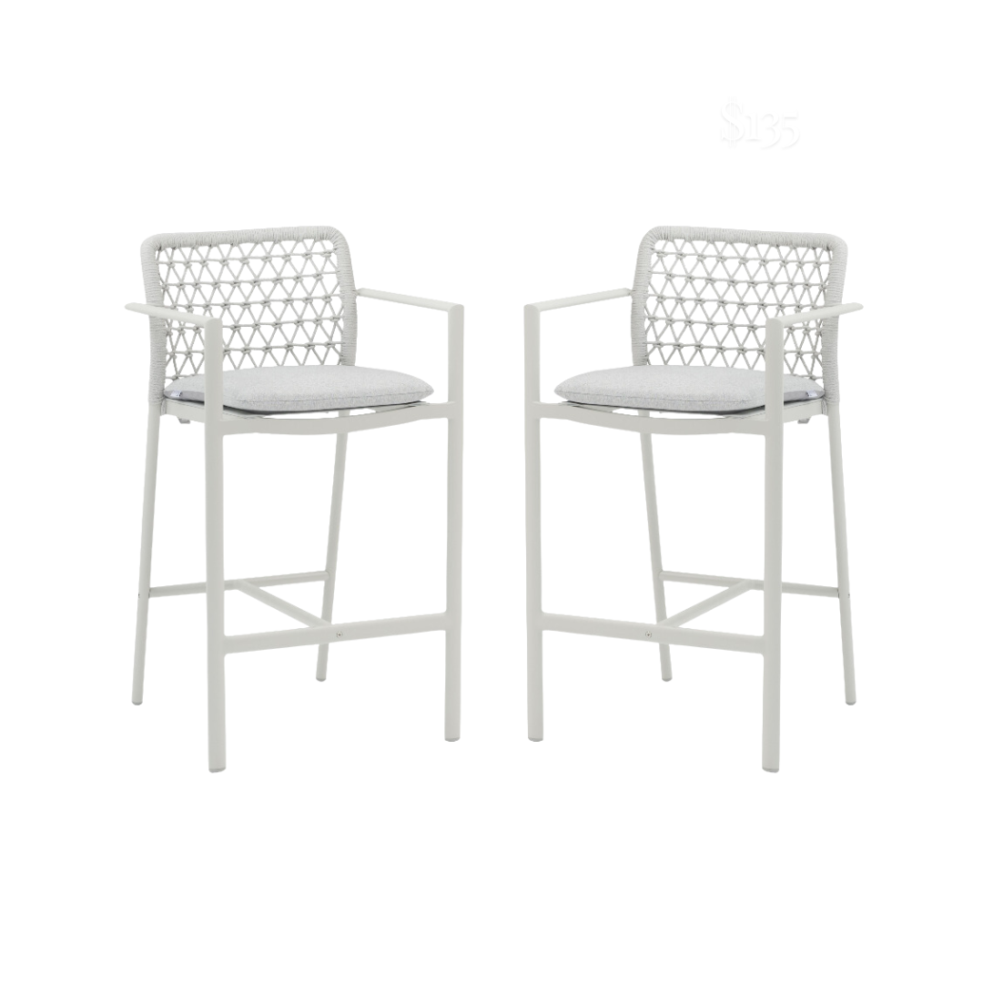 Set of 2 - Verona Outdoor Barstool - Light Grey