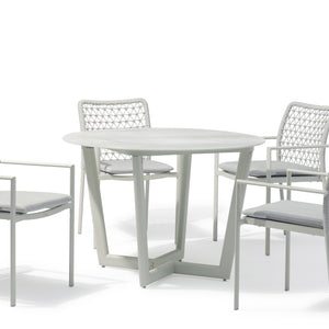 Powder coated aluminium outdoor table with ceramic top.
