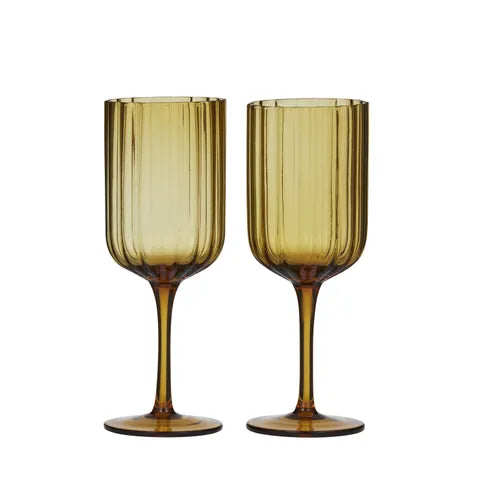 Olive Ribbed Wine Glass 7.5x20.5cm