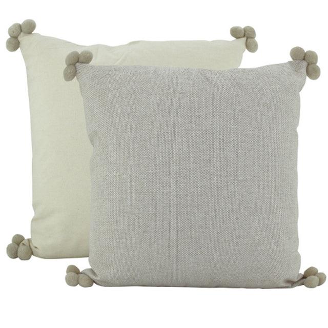 Pompom Cushion 50x50 Beige - Olan Living